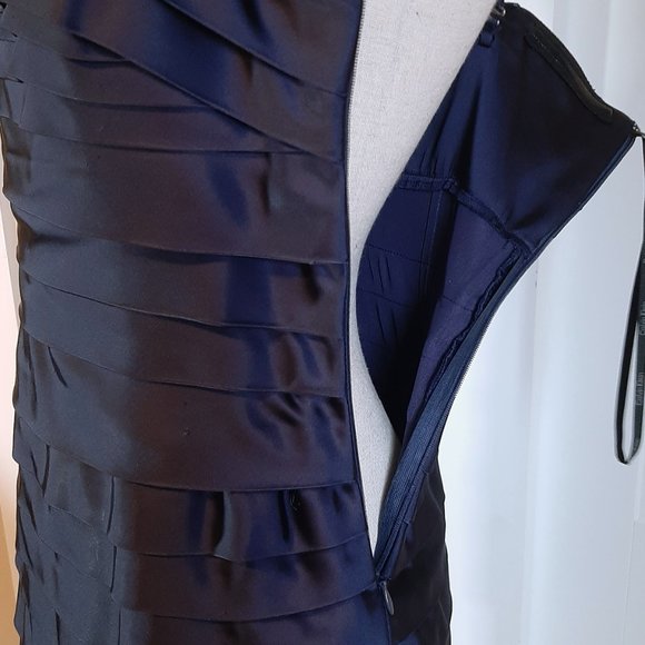 Calvin Klein Navy Satin Layered Cocktail Dress SZ 4 - Picture 8 of 13